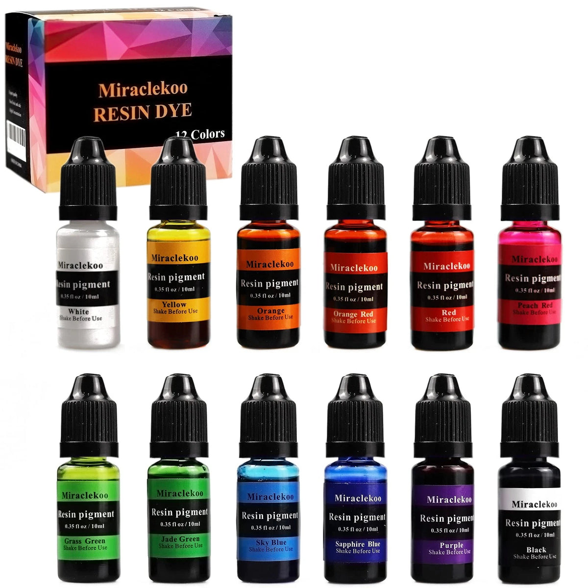 12 Colors Epoxy Resin Color Dye Liquid Pigment (10ml Each)