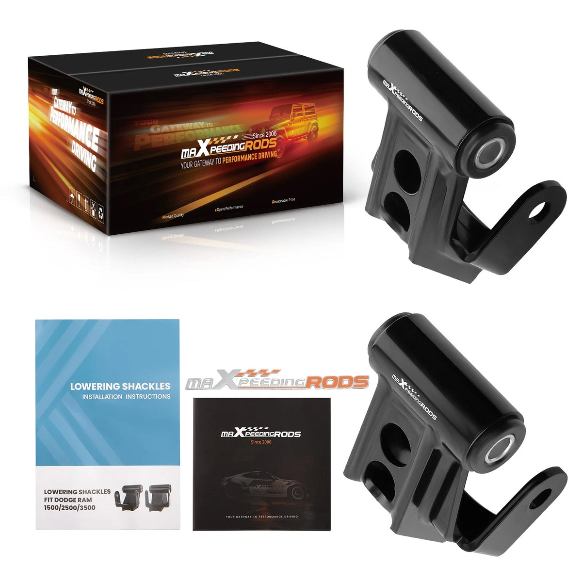 2'' Drop Lowering Shackles Kit for Dodge Ram 1500 Mega Cab 2500 3500 (2003–2013) - 87JUVO