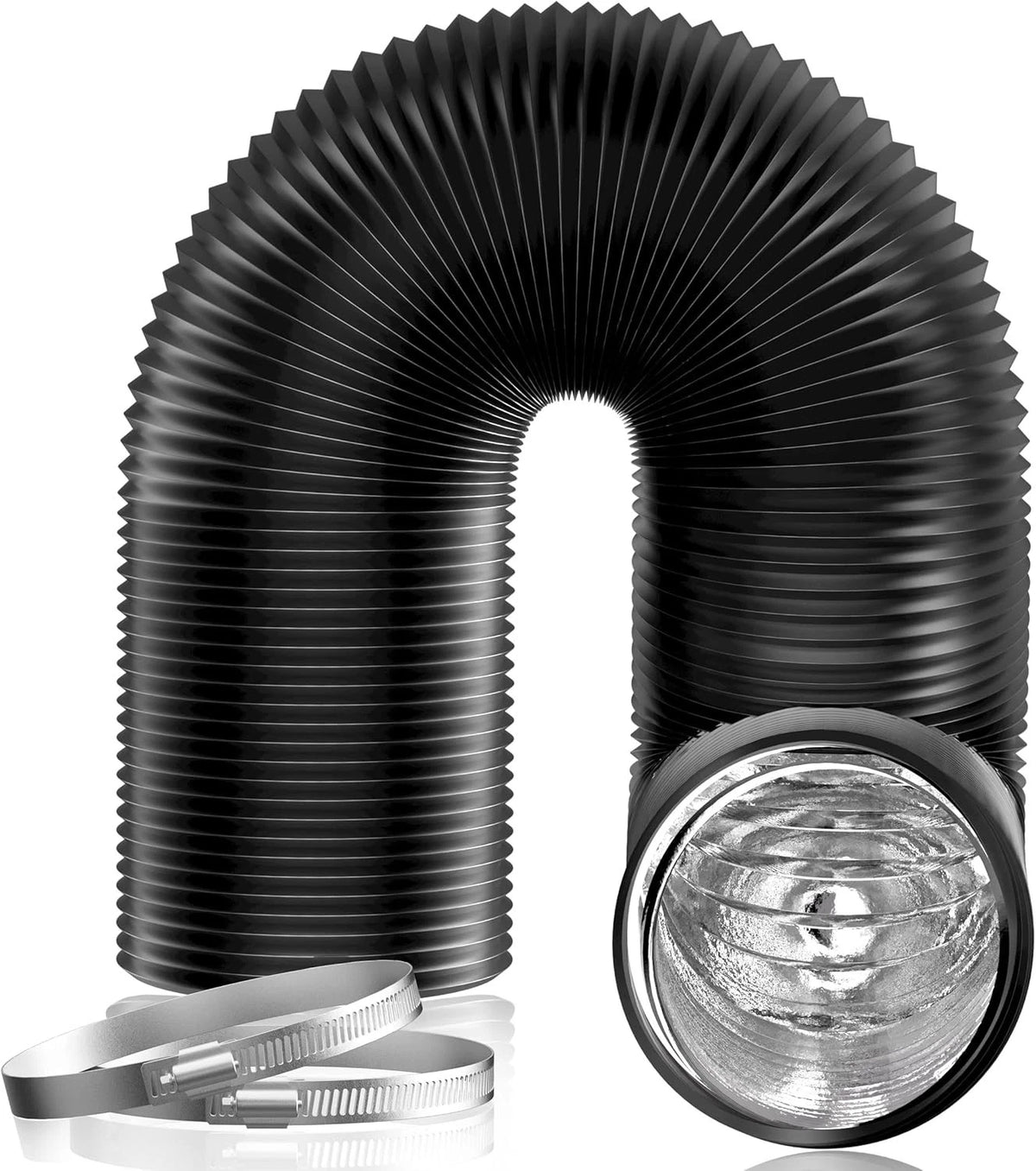 5 Inch Air Duct for HVAC Ventilation (16 FT Long, Black Flexible)