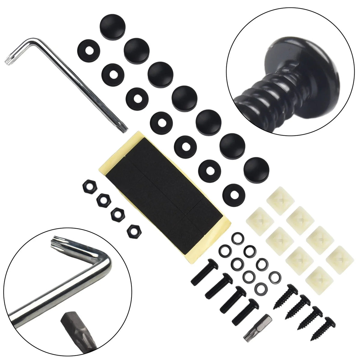License Plate Screws for Universal Vehicles (Plastic + Stainless Steel)