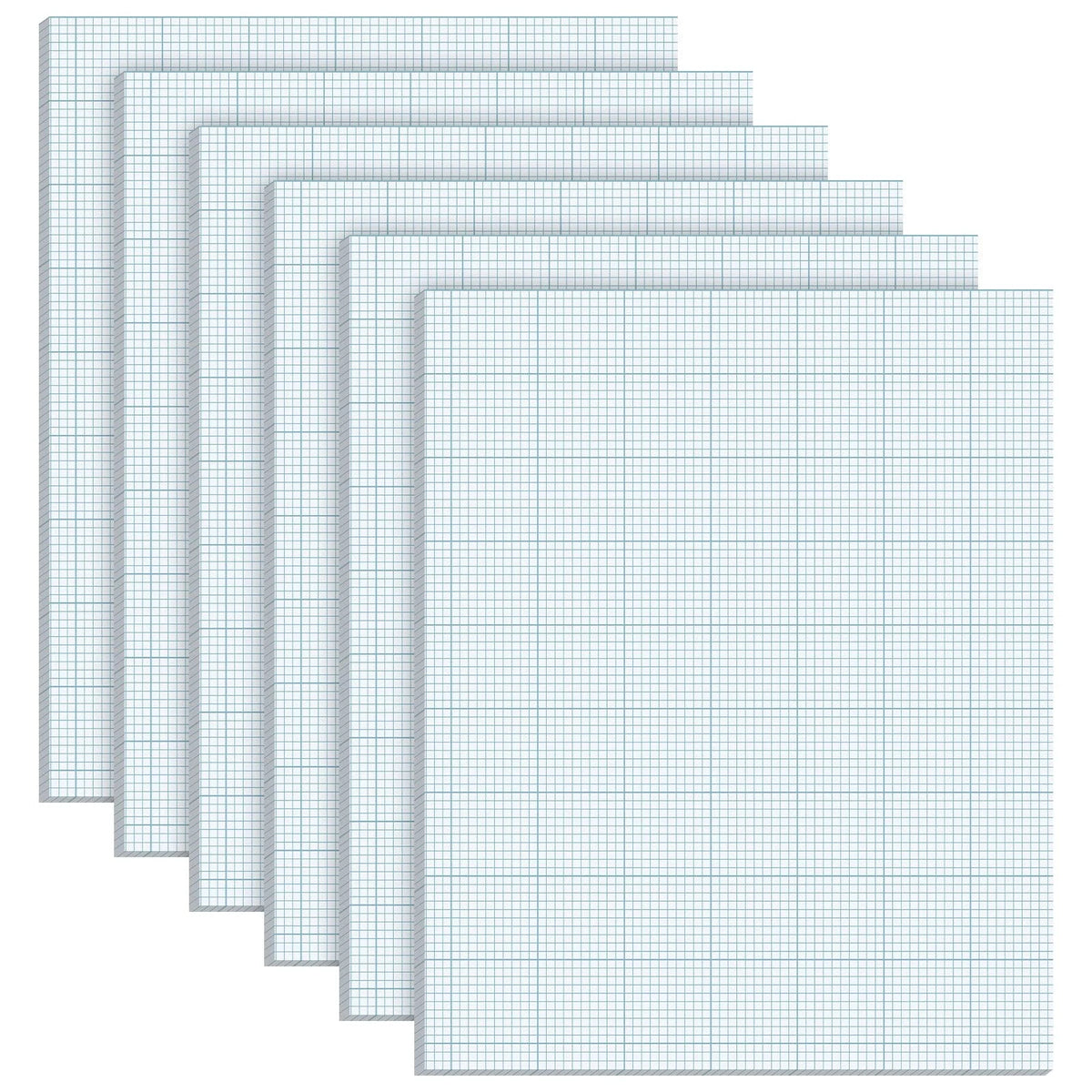 6 Pack Graph Paper Pads 8.5" x 11" 10x10 Quad Ruled