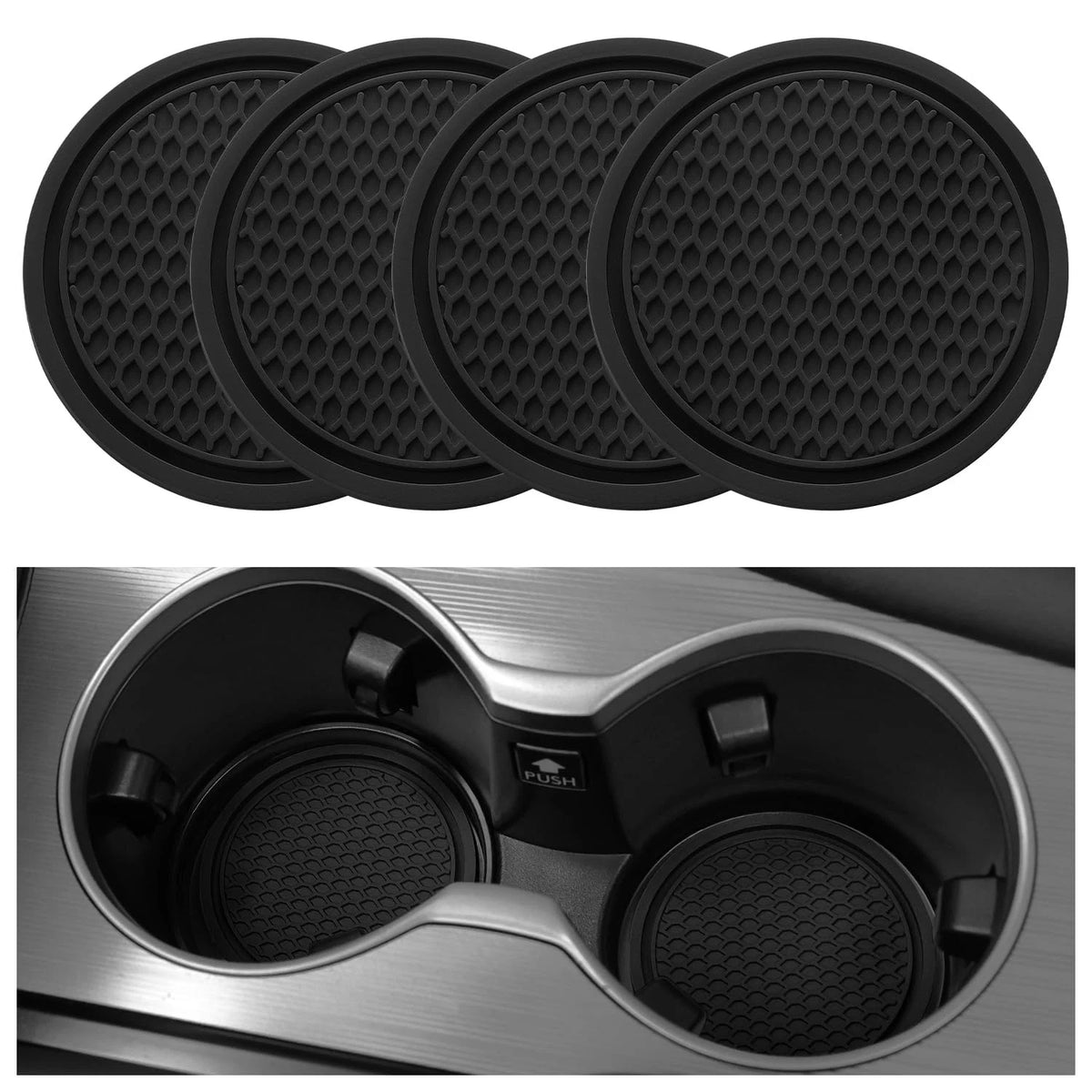 Set of 4 Non-Slip Car Cup Coasters for Universal Use