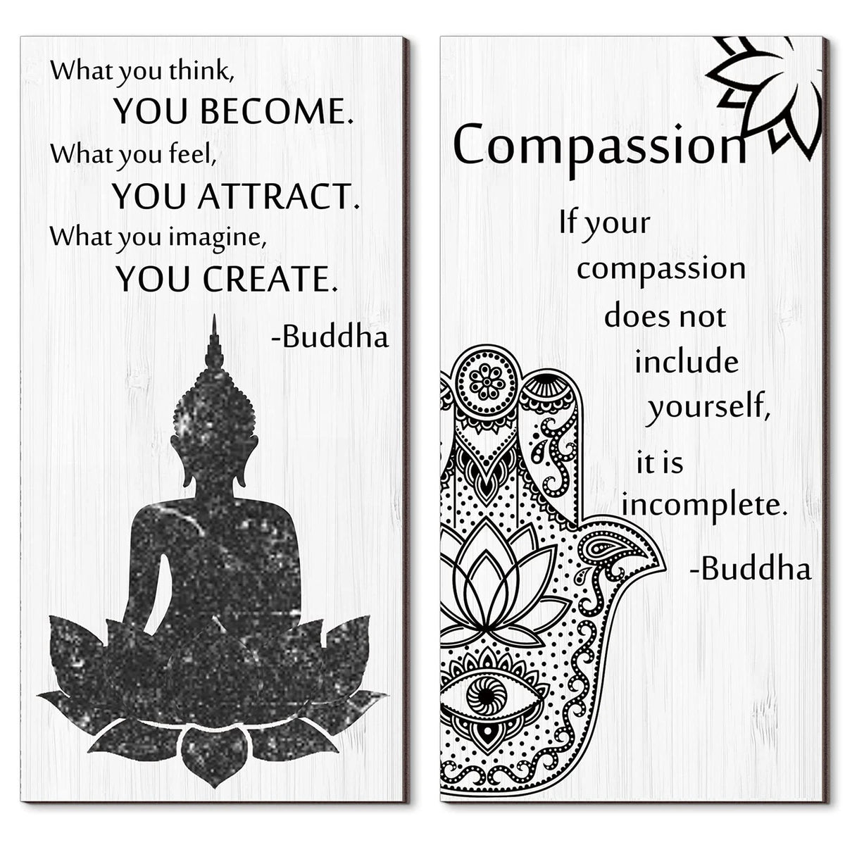 2X Buddha Quote Decor for Home Decor (5.9 x 11.8 inches)