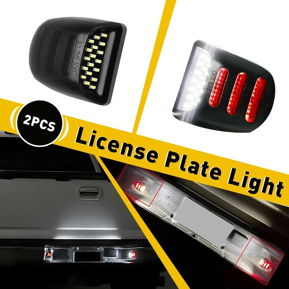 2X LED License Plate Light Red DRL Tube for Chevy Silverado GMC Sierra 1500 (2019–2023)