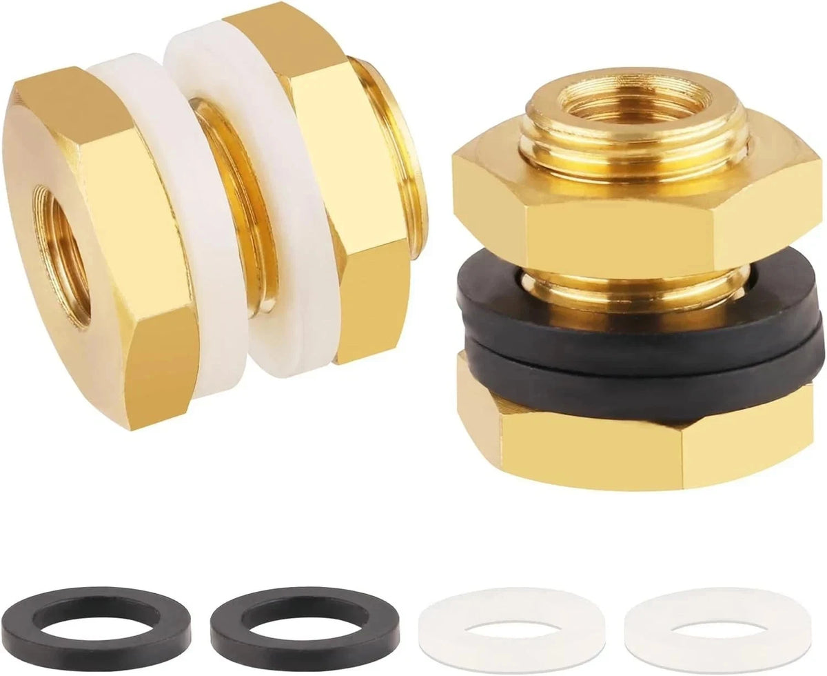 2X Solid Brass Bulkhead Fittings 1/8 NPT Taper Female 5/8" Straight