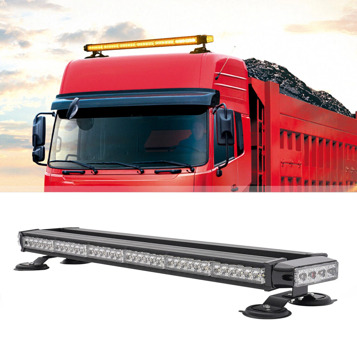 28.4" 80 LED Amber Strobe Light Bar for Cars, RVs, Vans, Trucks