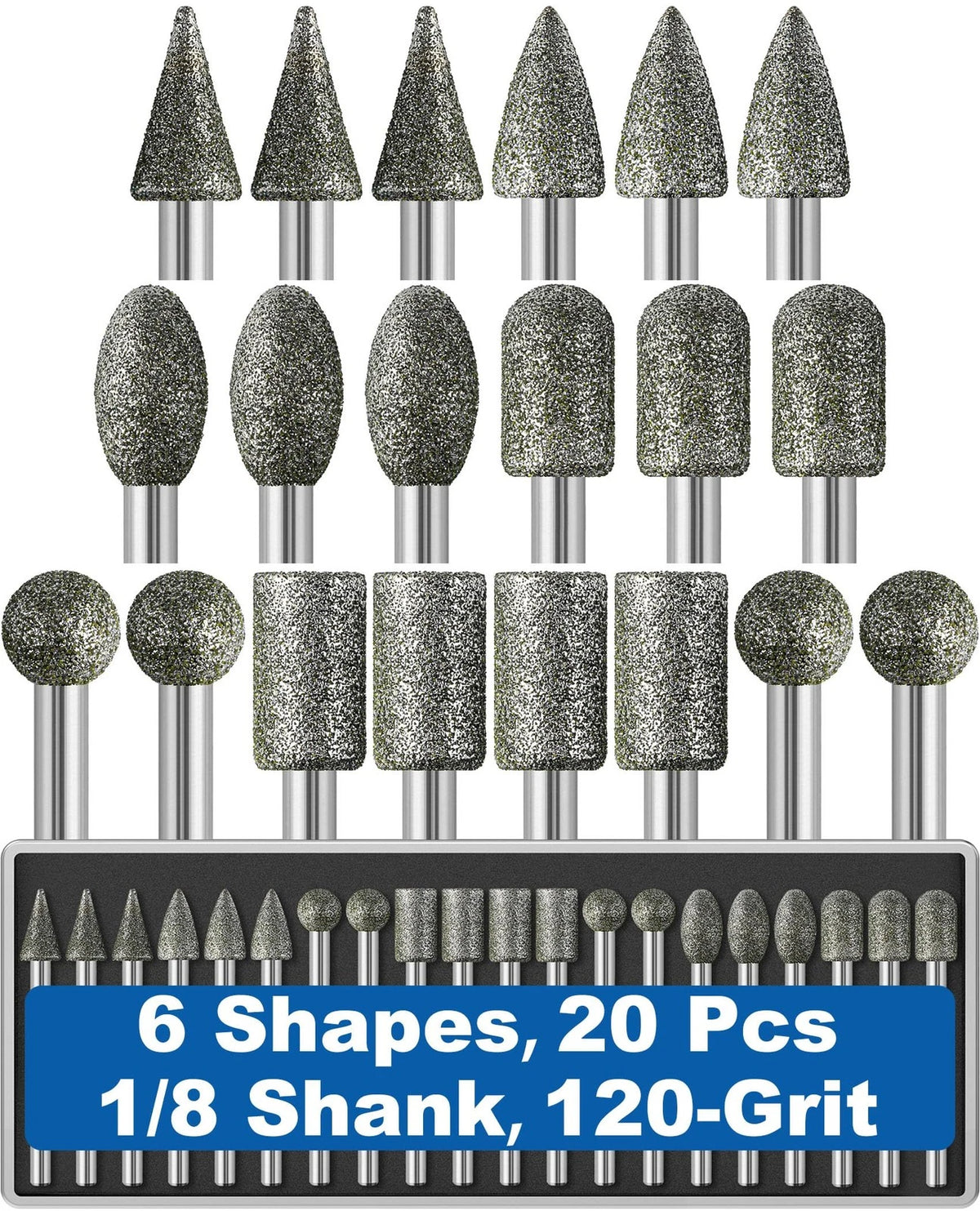 20Pcs 120-Grit Diamond Grinder Bit for Small Tools (Compatible)