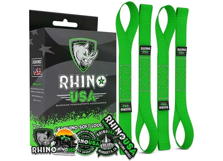 Set of 4 Soft Loops Tie-Downs for Motorcycle (1.7"x17", Green)