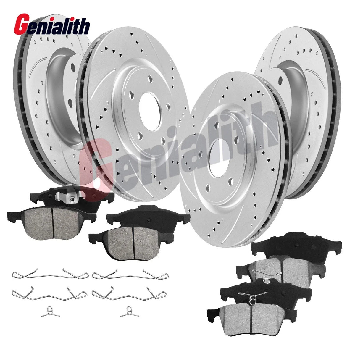 Front & Rear Drilled Rotors Brake Pads Kit for Mazda 3 (2005–2013)