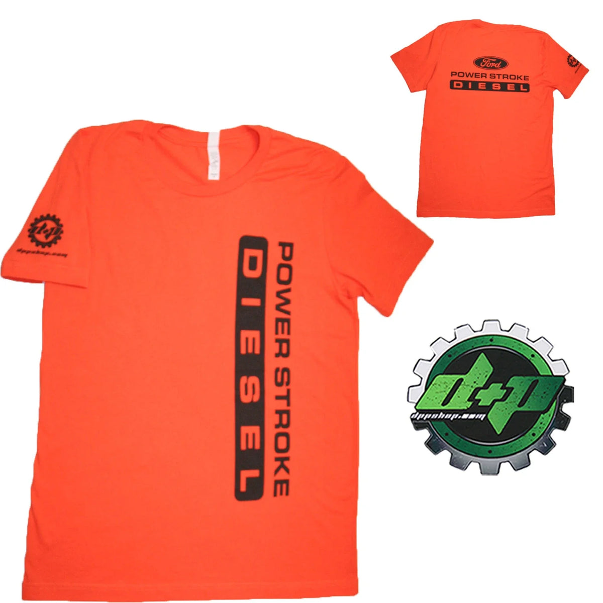 Powerstroke Diesel Tee for Ford Truck (4X4, Orange, Small)