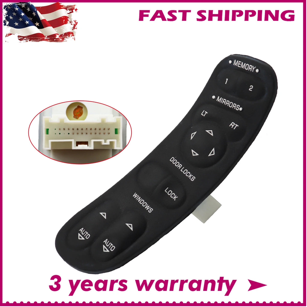 Master Power Window Switch for Chevrolet C5 Corvette (19209381, 10318809, 10092804)
