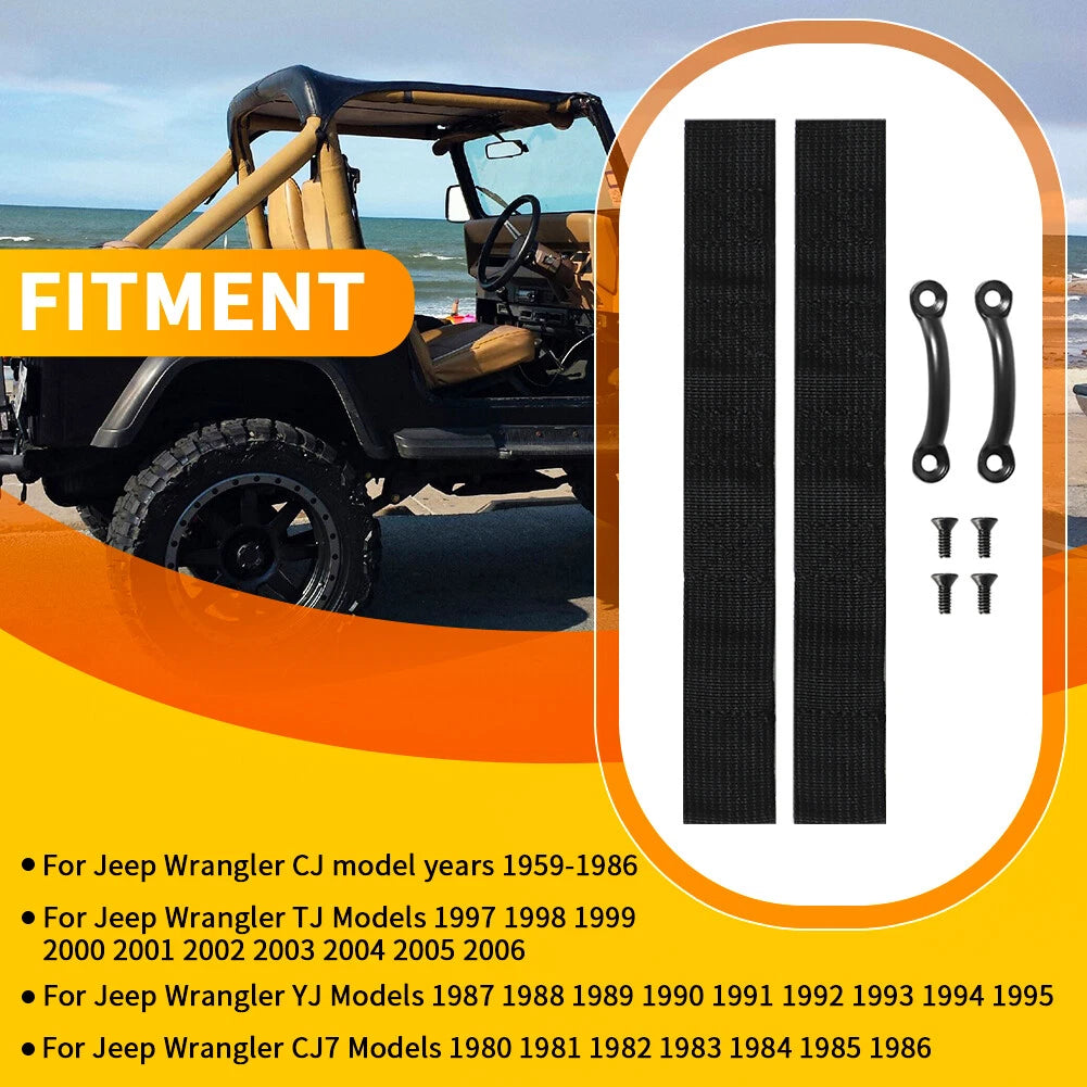 Footman Loops Door Limit Straps & Torx Screws Kit for Jeep Wrangler (CJ-YJ-TJ)