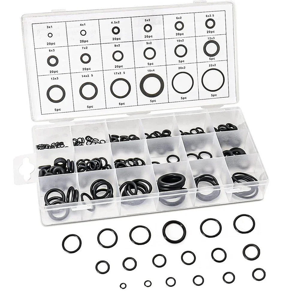 225 Pcs Nitrile Rubber O-Rings for Various Applications (Air, Gas)
