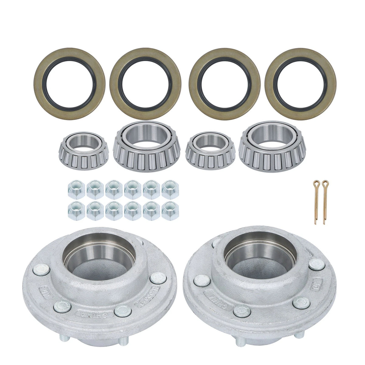 Set of 2 Galvanized Trailer Hub Kit for 5200-6000lbs Spindle BCK56683K