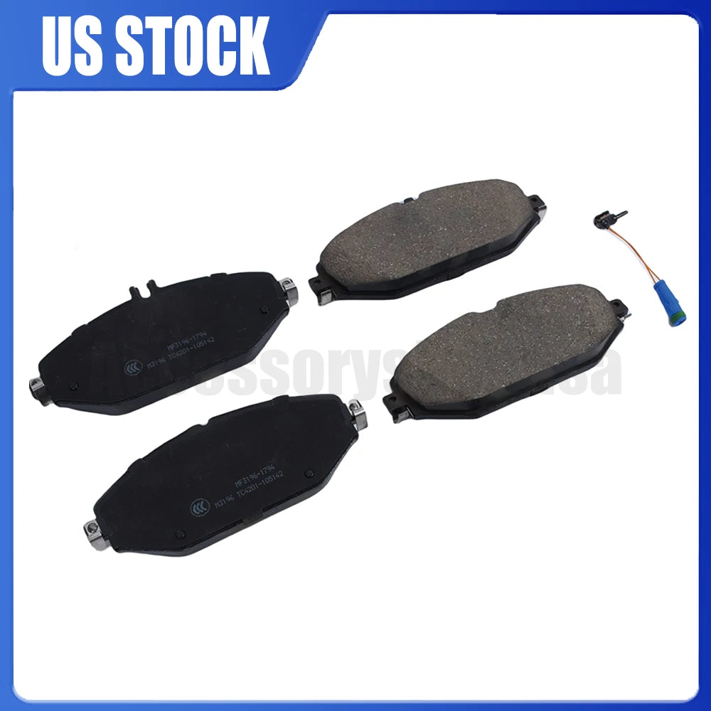 Set of 4 Front Brake Pads with Sensors for Mercedes-Benz C250 C300 E300 (2015–2019)