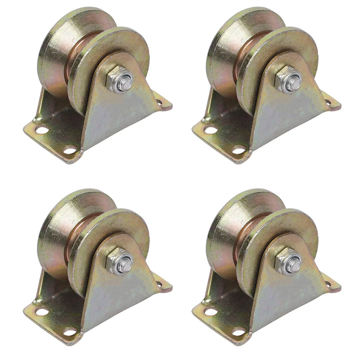 4 PCS 2 Inch V Groove Wheel Caster Wheels Heavy Duty Gold