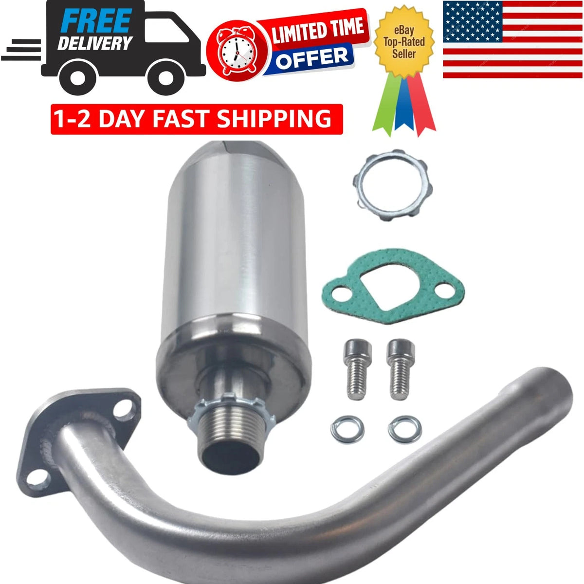 Exhaust Pipe with Muffler for Coleman CT200U BT200X Mini Bike