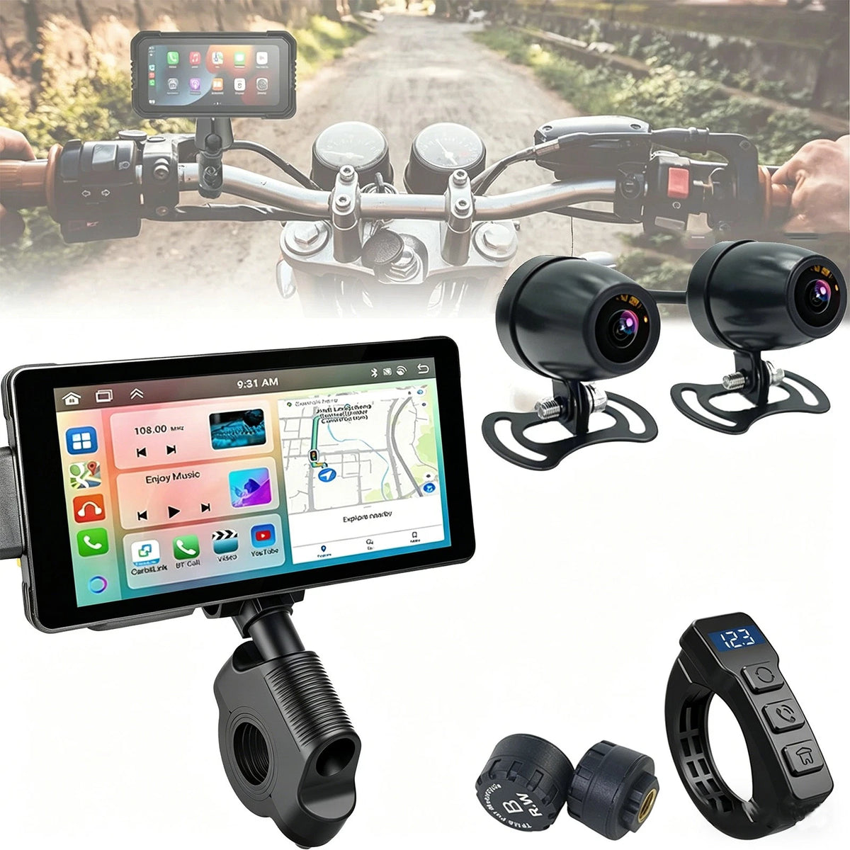 5.5" Motorcycle CarPlay GPS Navigation Wireless CarPlay & Android Auto