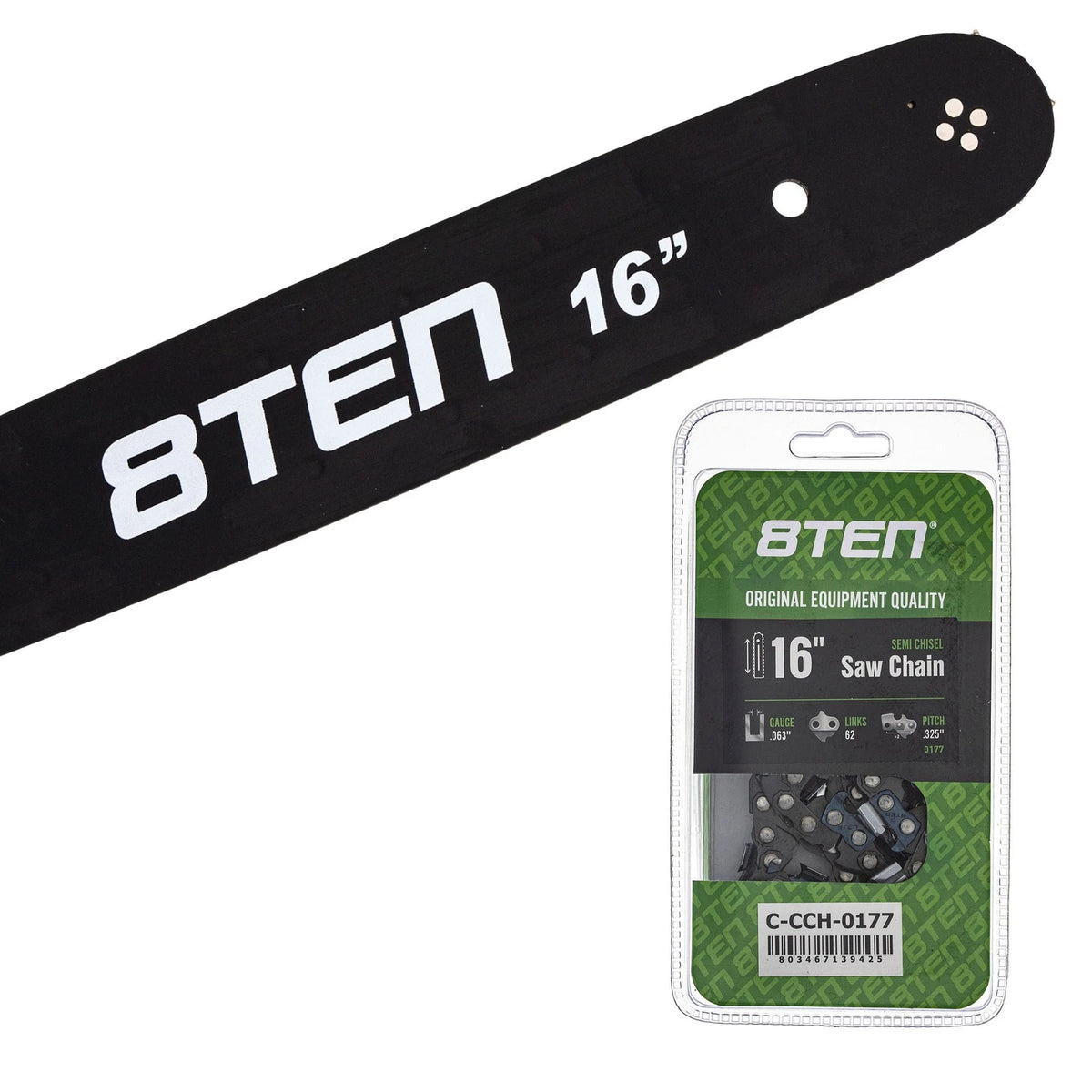8TEN 16" Chainsaw Guide Bar & Chain for Stihl 017 (3005 4713, 16-26-K362-SP, 16-26-K362-TC10)