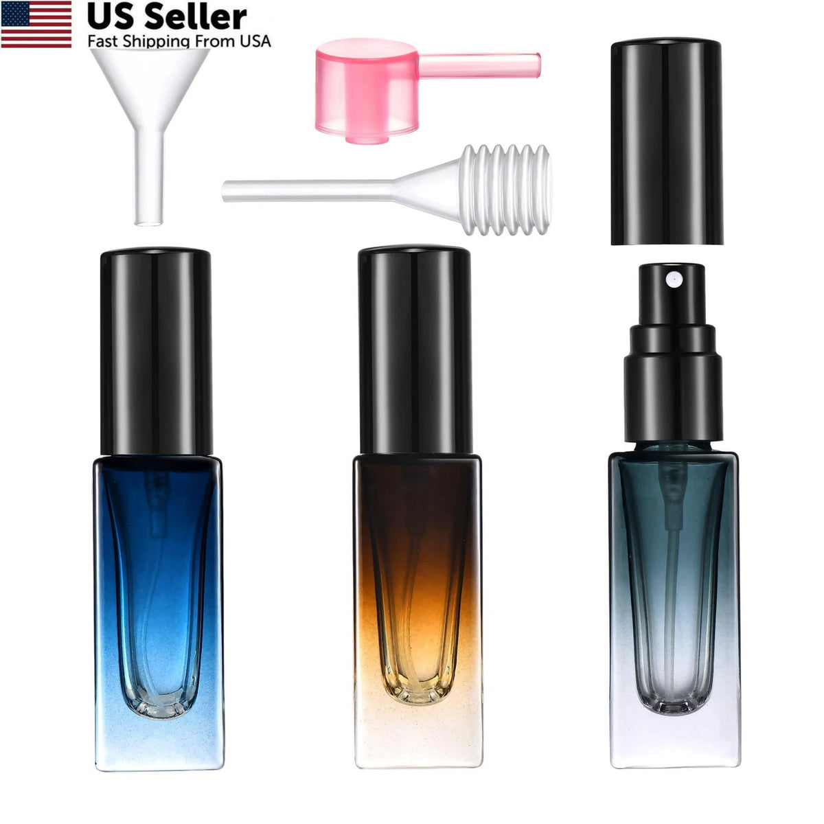 3X Travel Refillable Perfume Bottles 5ML Fine Mist Glass Spray