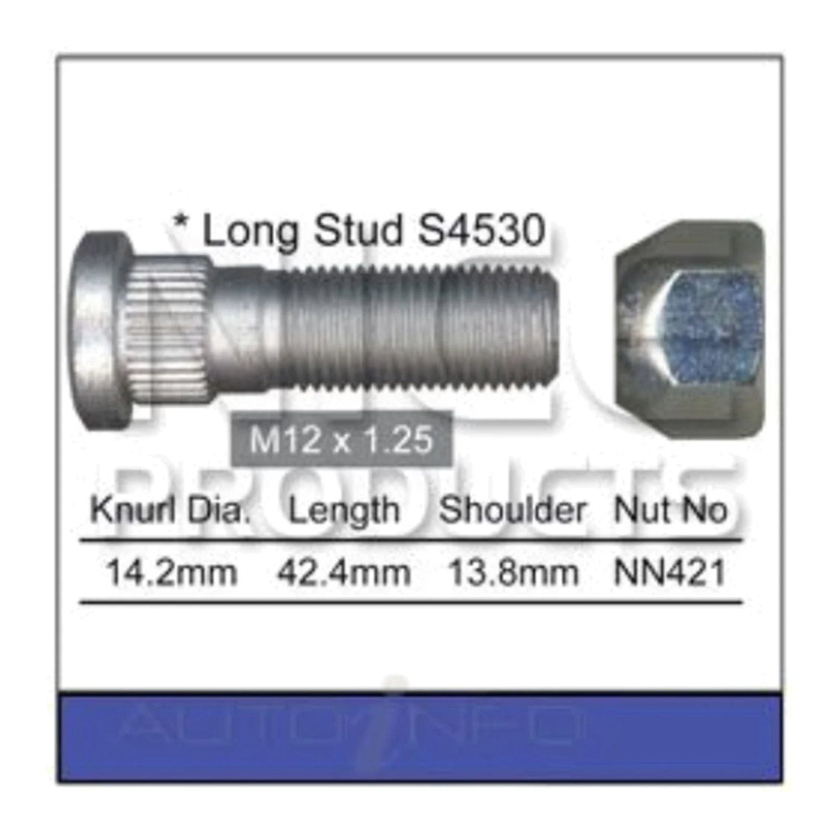 4cyl 2.4L Rear Wheel Stud & Nut for Nissan Bluebird U13 KA24DE (1995-1997)
