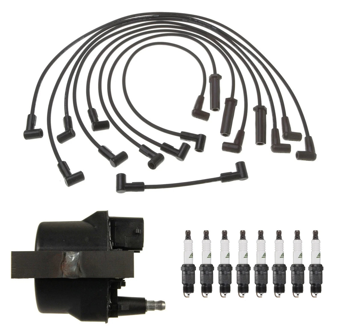 Ignition Wires Coil & 8 Spark Plugs Kit for Fleetwood Caprice (1980–1996)