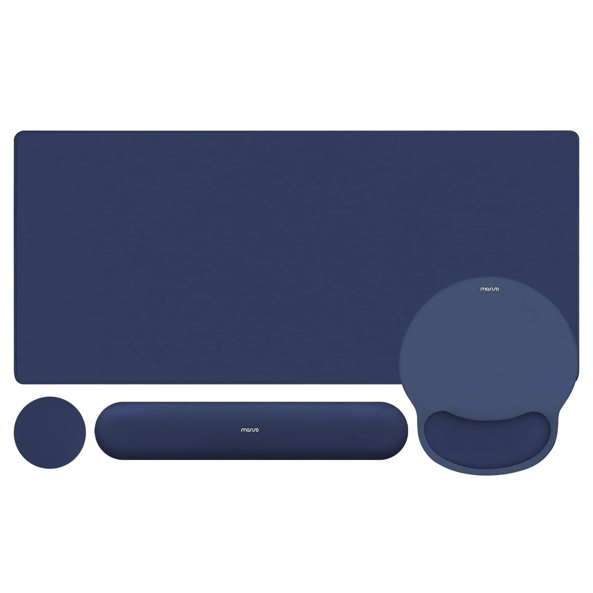 Wrist Rest Keyboard Mouse Pad Set (35.43 x 15.75 inches) - Navy Blue