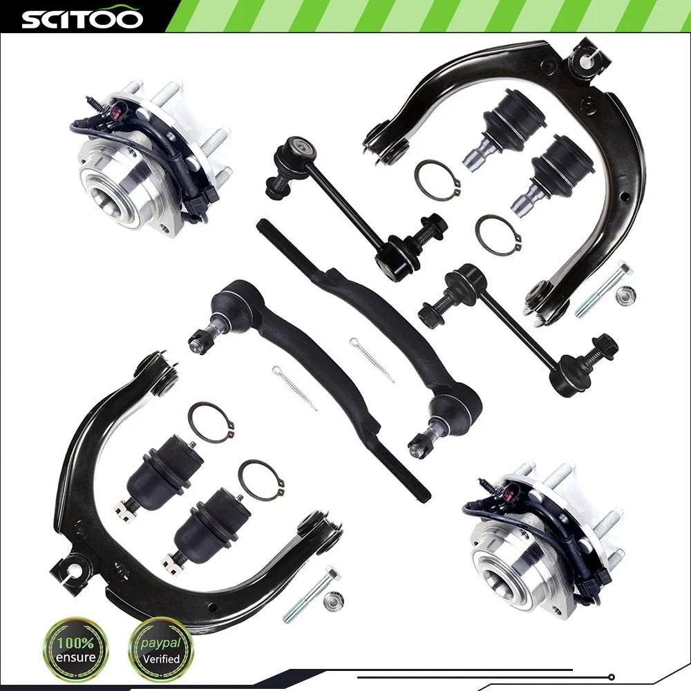 12PC Kit for Buick Chevrolet Front Wheel Bearing Upper Control Arm Tie Rod (16mm)