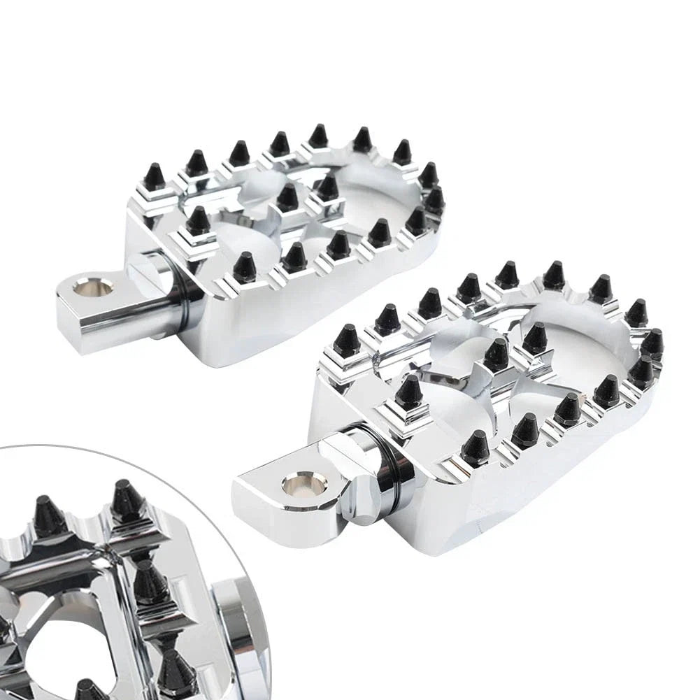 Wide Fat Foot Pegs for Harley Dyna Sportster Fatboy (Chrome)