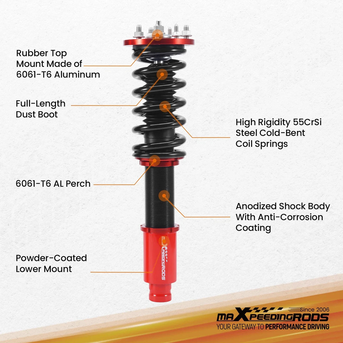 Racing Coilovers Lowering Kit for Honda Accord (2008–2012) Acura TSX (2009–2014)