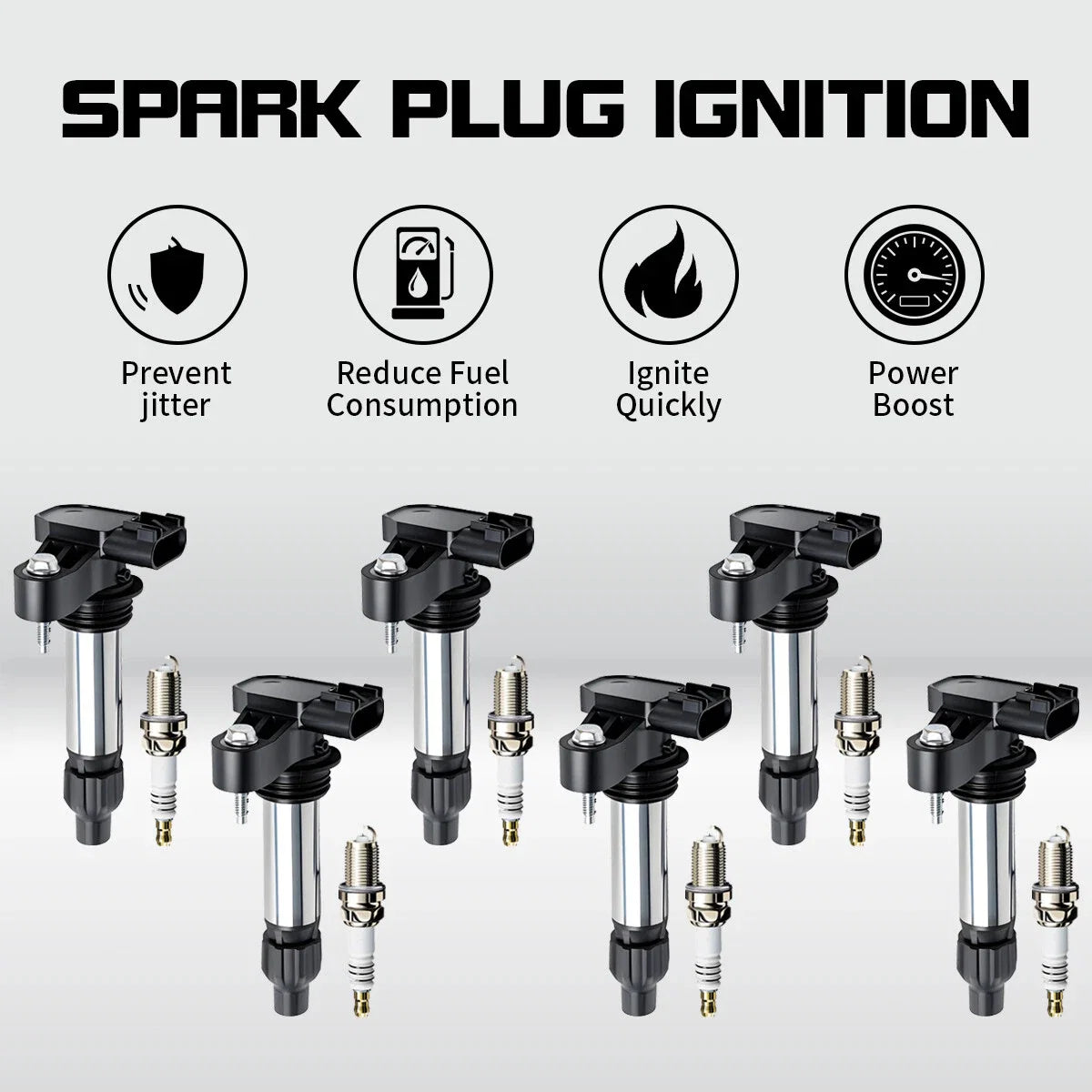 Set of 6 Ignition Coils & Iridium Spark Plugs for Cadillac GMC Chevrolet (UF569)