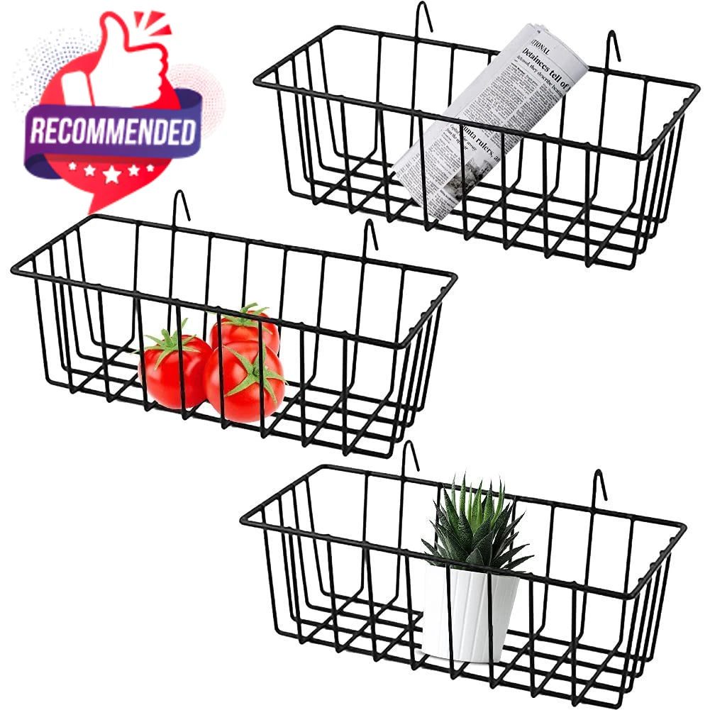 3 Pack Wire Basket for Wall Storage and Display