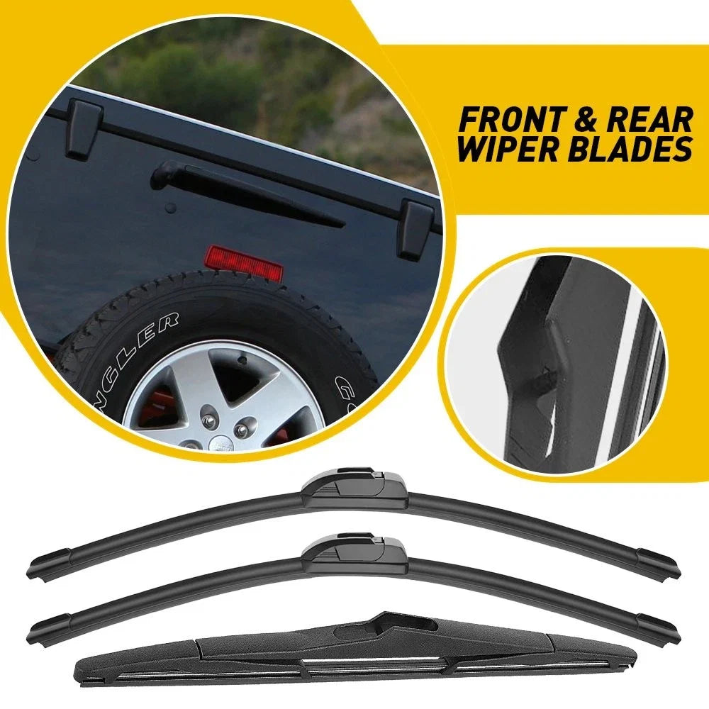 3X Windshield Wiper Blades for Jeep Wrangler (2000–2022) 15''/15''/14''
