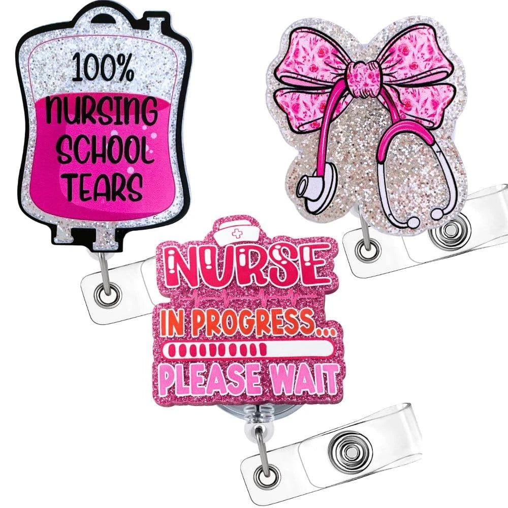 3X Badge Reels Set for Nursing School ID Holder