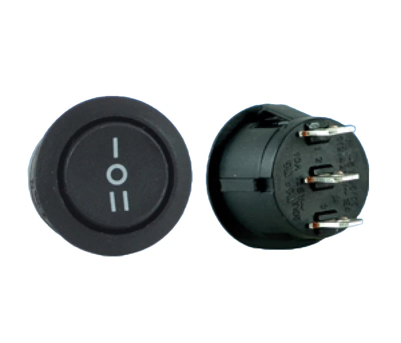 PowerPart Black Circular Centre Off Rocker Switch for Various Applications (12V-230V) - 320016