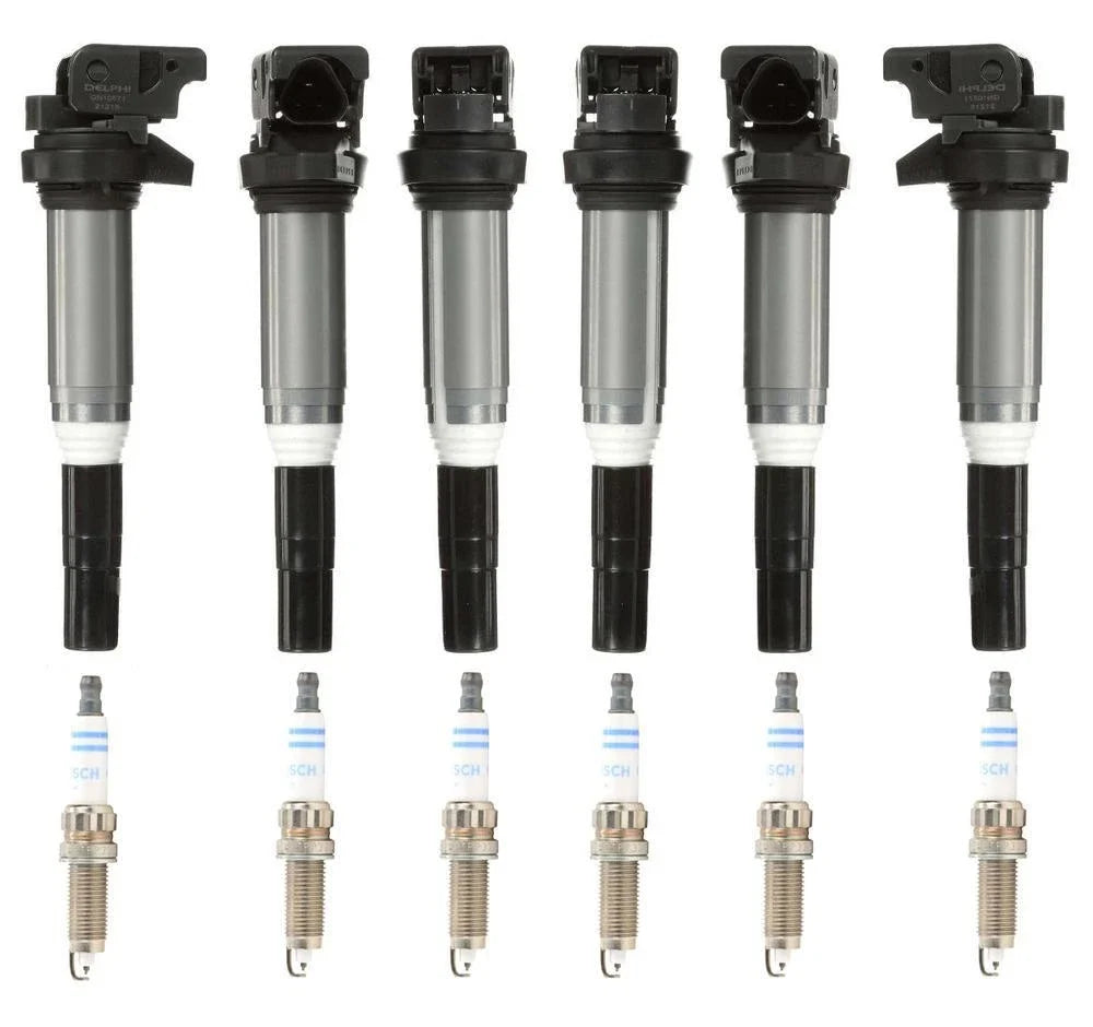 Set of 6 Ignition Coils with Spark Plugs for BMW (OEM)