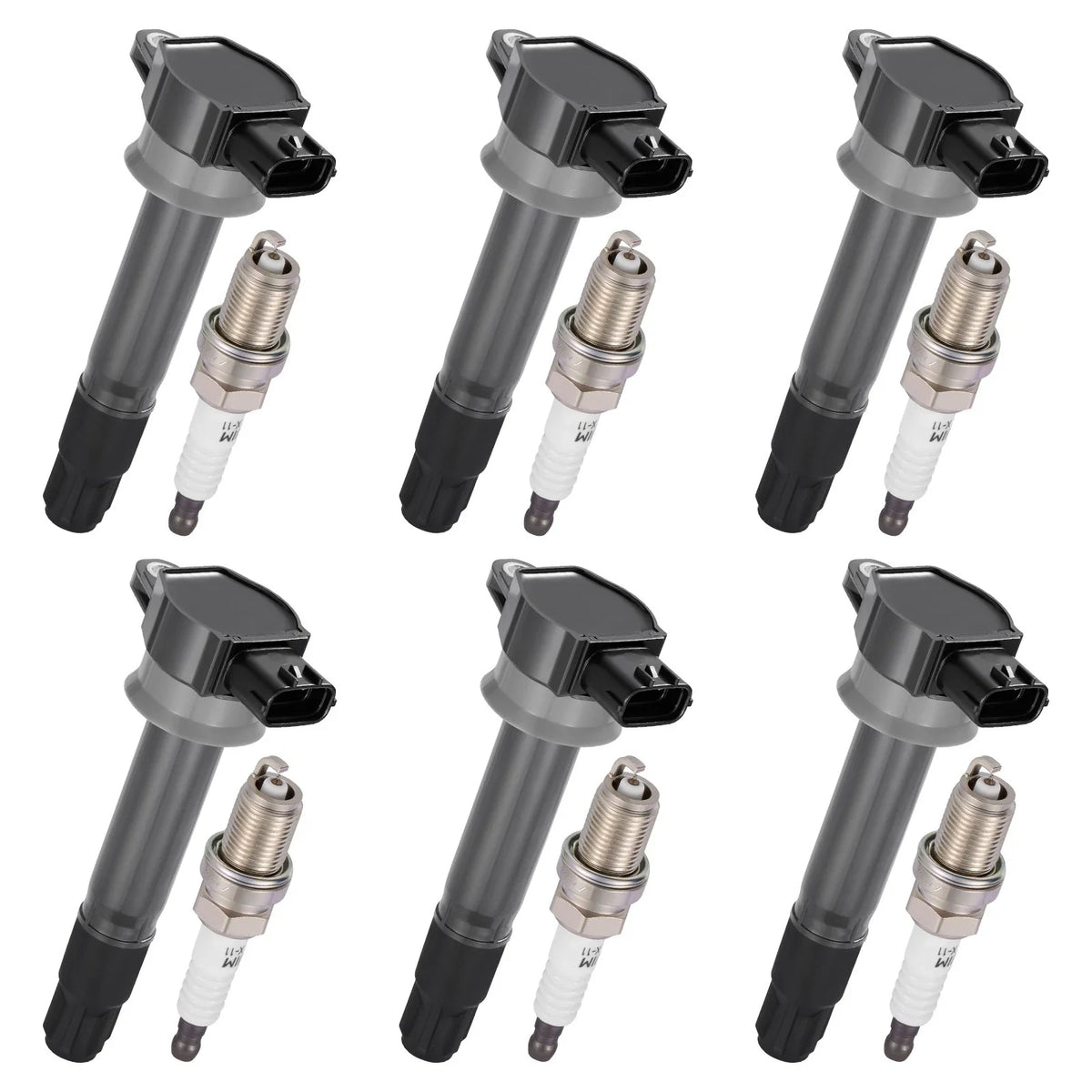 6x Ignition Coil & 6x Spark Plug FK0320 for Mitsubishi Galant (2009–2009) & Endeavor (2010–2011) 3.8L V6