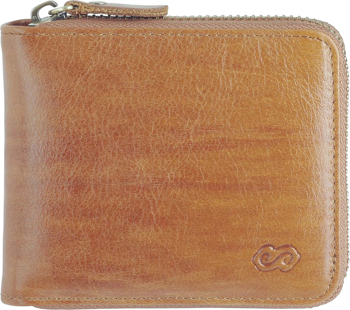 Men's RFID Blocking Zipper Wallet Bifold Multi Card Holder