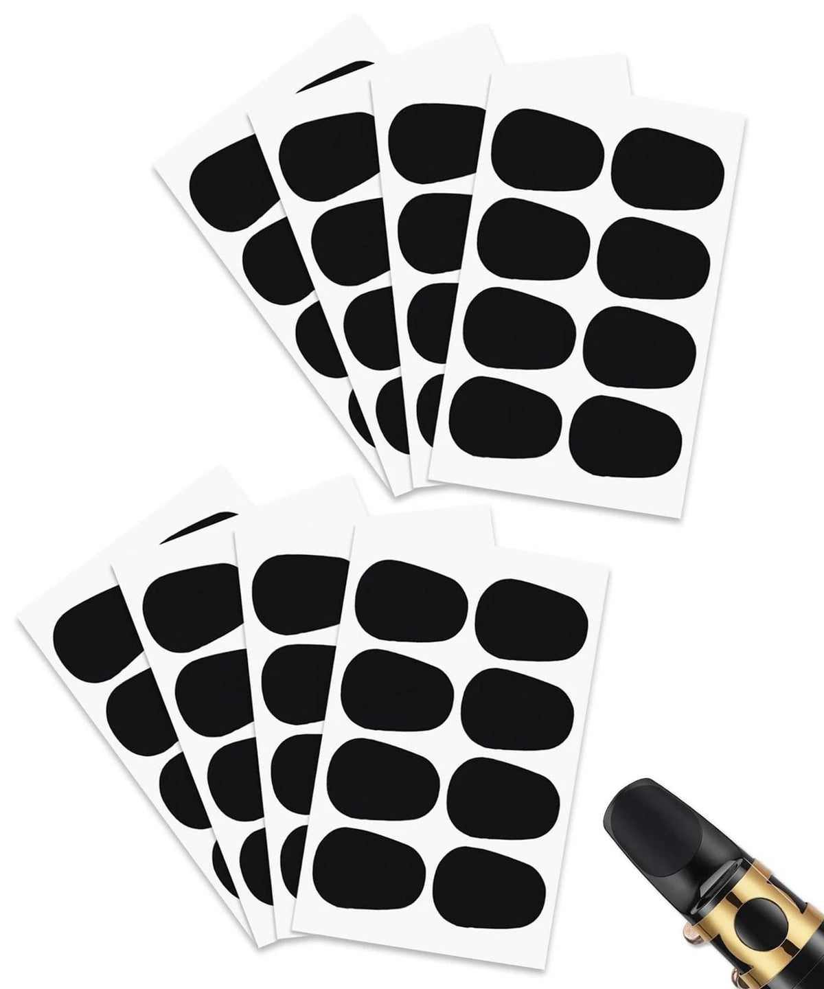 64Pcs Mouthpiece Cushions for Saxophone & Clarinet - 0.8mm Thick, Black