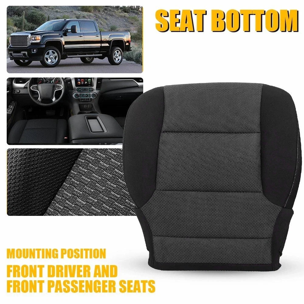 Driver Bottom Cloth Seat Cover Black for Chevy Silverado 1500 2500HD (2014–2019)