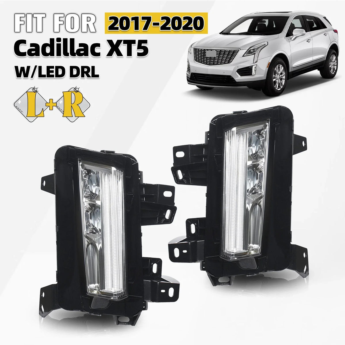 LED DRL Cornering Fog Light Pair for Cadillac XT5 (2017–2020)