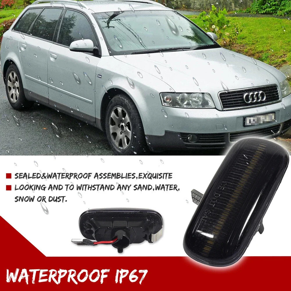 Set of 2 Smoke Lens LED Side Marker Lights for Audi A3 A4 A6 S4 S6 RS4