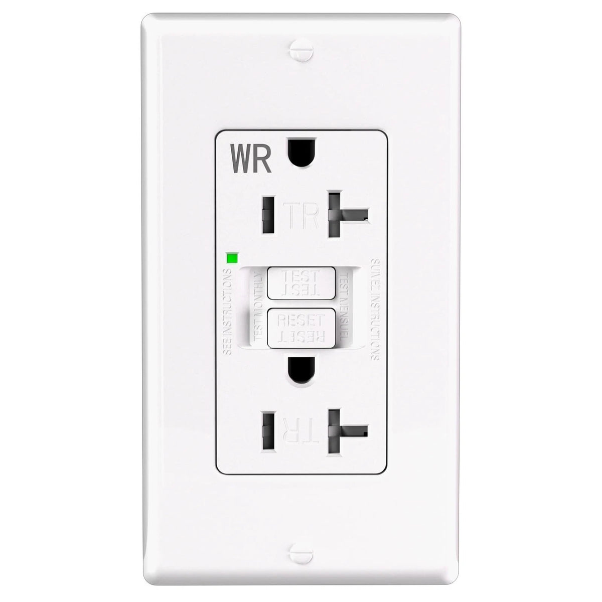 GFCI Outlet 20 Amp for Thinner Design (Self-Test) 1 Pack, White