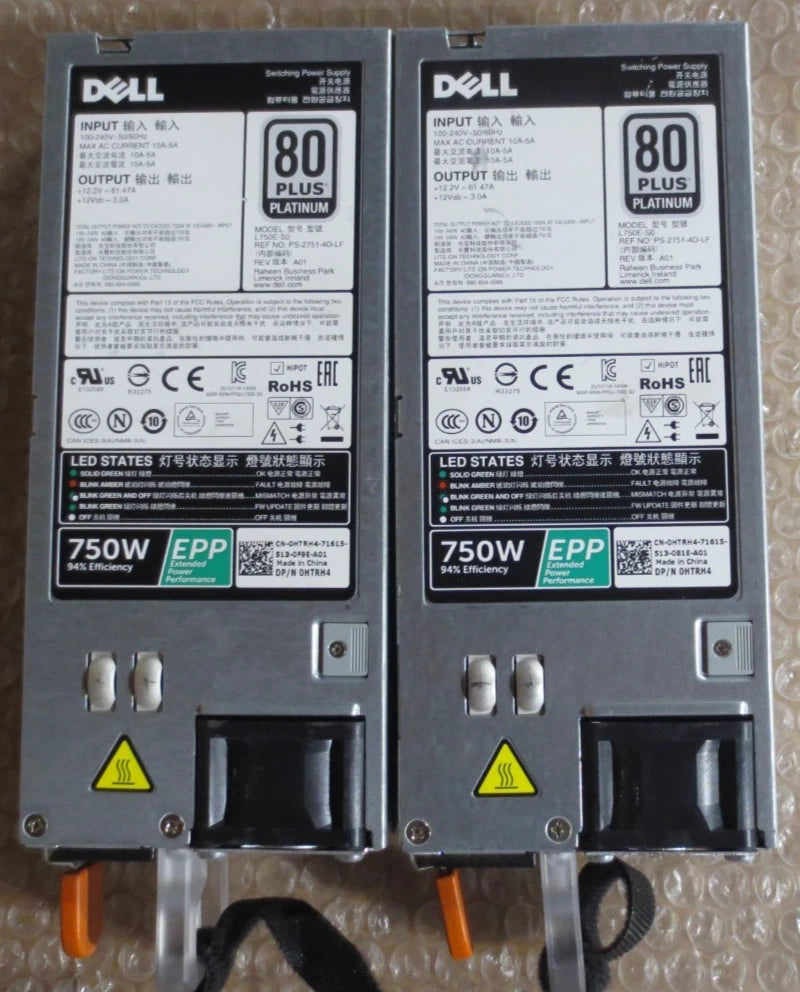 2X Dell L750E-S0 750W Server Power Supply (0HTRH4)
