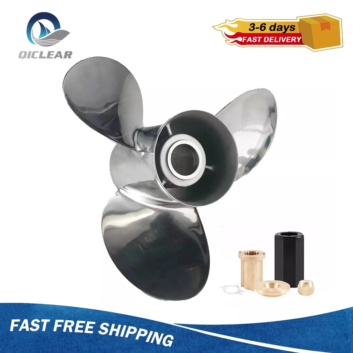 13 1/4 x 17 Stainless Steel Outboard Propeller for Mercury 40-140HP (15 Tooth RH)