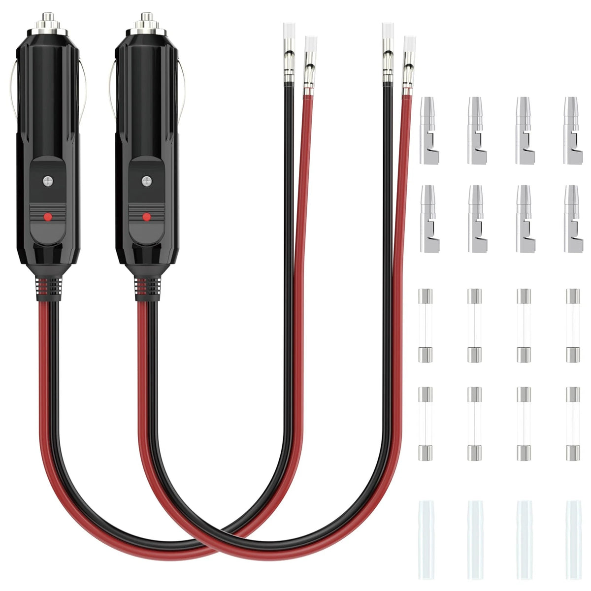 2X 12V Cigarette Lighter Plug with 1FT 16 AWG Wire for Automotive