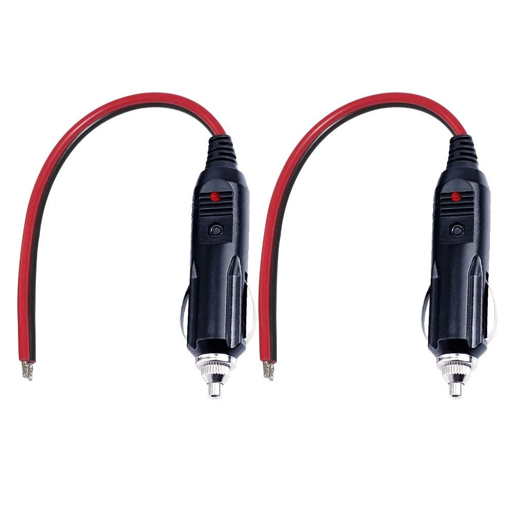 12V 24V Car Power Adapter Male Plug Lead with 15A Fuse and LED Indicator