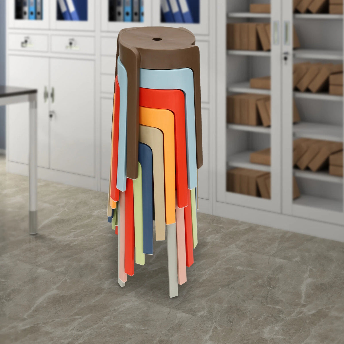 10Pack 18" Stackable PP Barstools for Dining Table Counter Height
