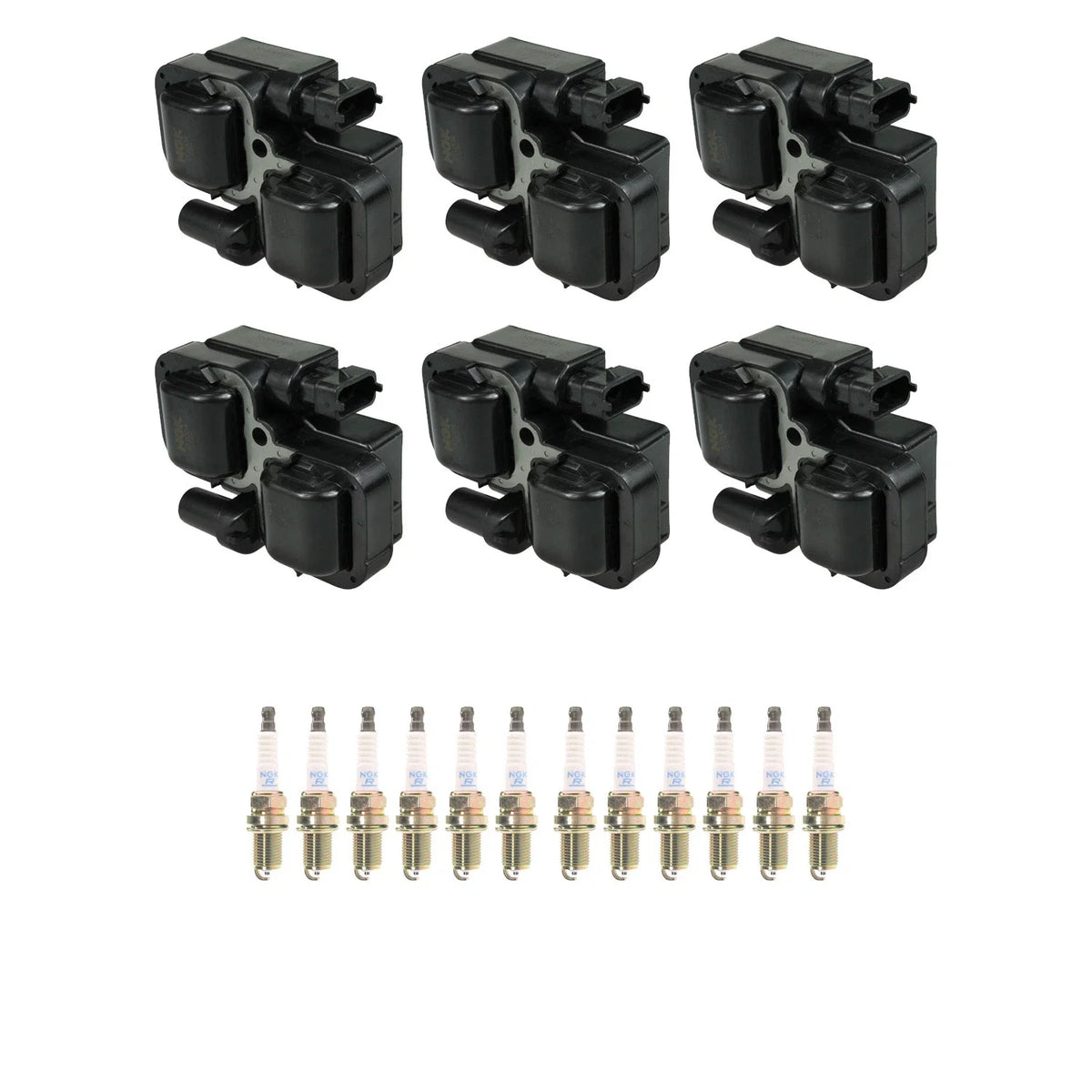 NGK DIS 6 Ignition Coil & 12 Spark Plugs Kit for C32 AMG, SLK32 AMG (2001–2004)