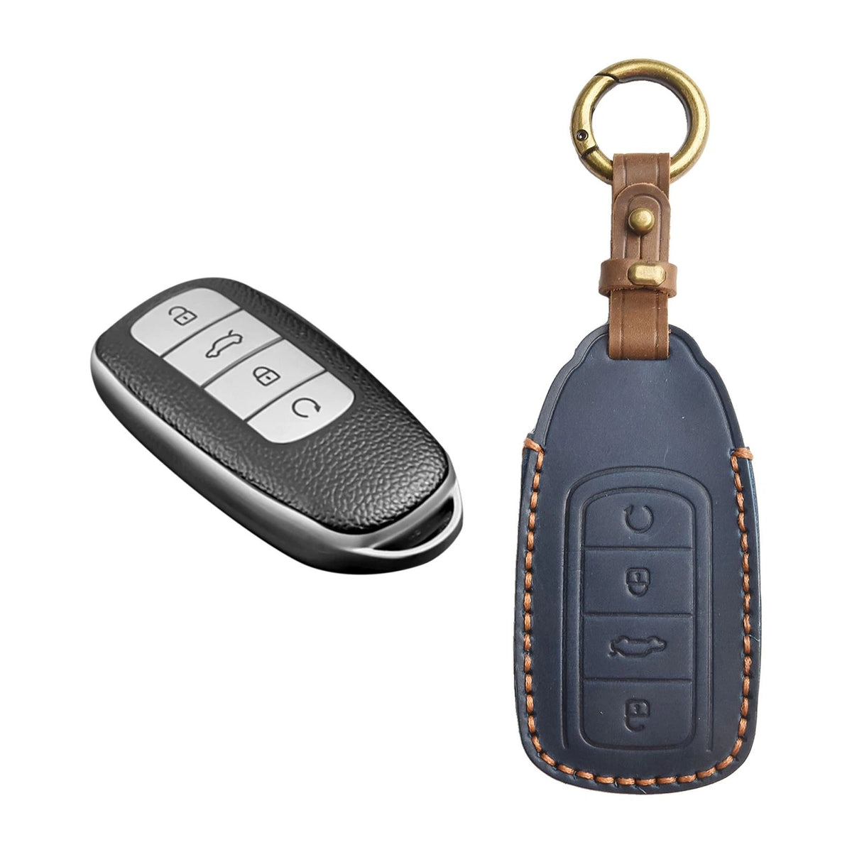 Leather Key Holder for Chery Omoda 5 Remote Car Key (2023–2023) - Blue